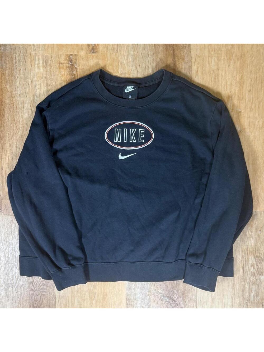 Y2K Nike Black Logo Crewneck Sweatshirt – Fits L/XL